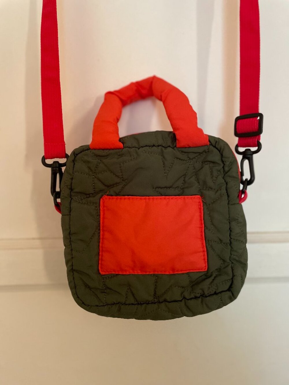 JAPANESE Small Puffy Army Green and Orange Crossbody Bag